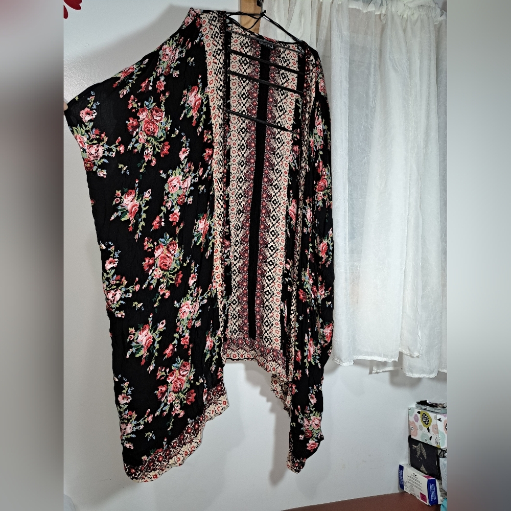 Angie Black Floral Tunic